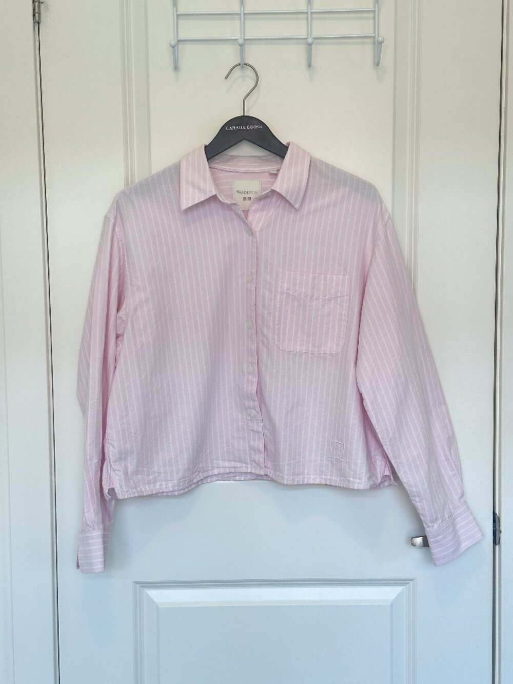UNIQLO x JW Anderson Striped Oxford Boxy Shirt in Pink | Size: Medium
